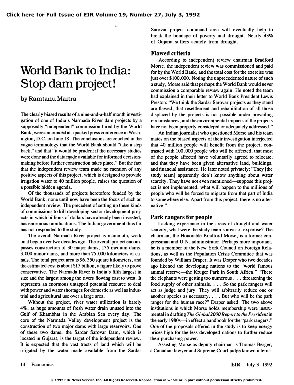 World Bank to India: Stop Dam Project!