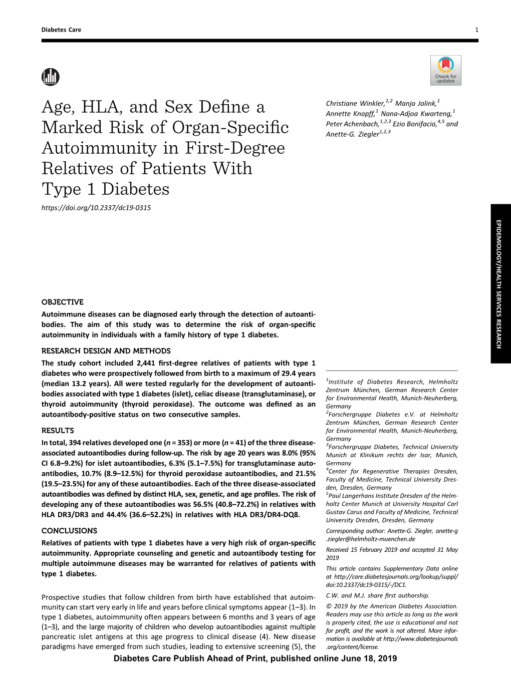 Age, HLA, and Sex Define a Marked Risk of Organ-Specific