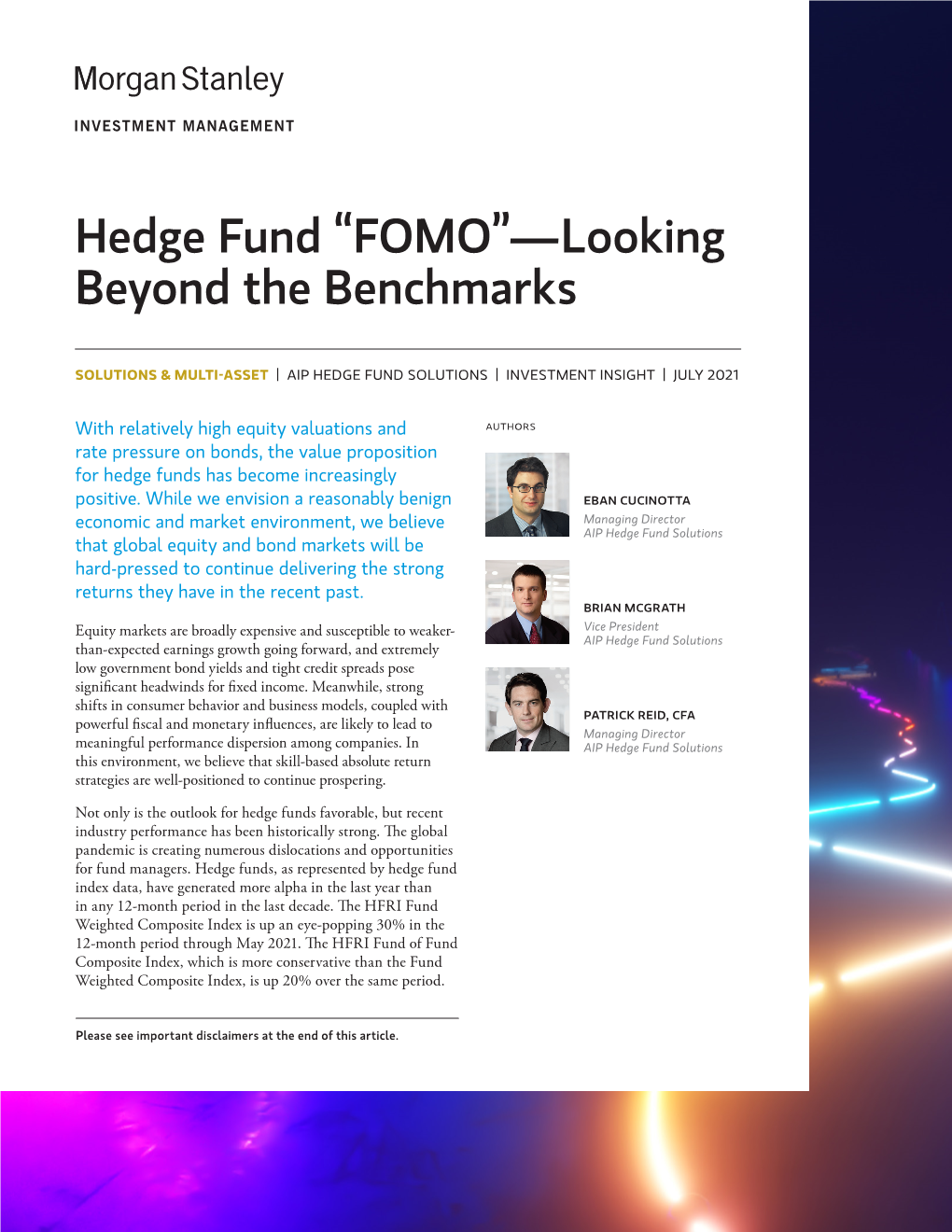 Hedge Fund “FOMO”—Looking Beyond the Benchmarks