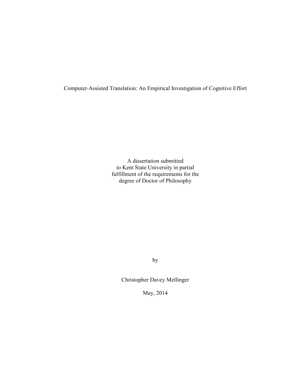 Computer-Assisted Translation: an Empirical Investigation of Cognitive Effort