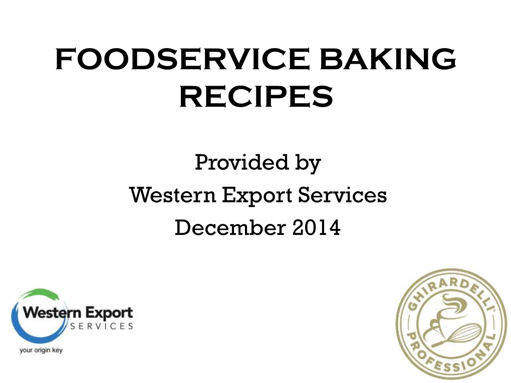 Foodservice Baking Recipes