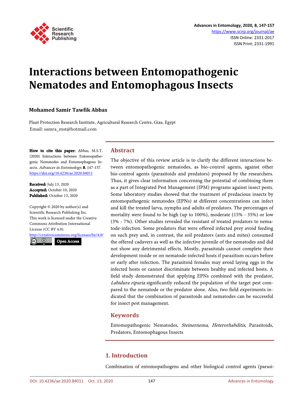 Interactions Between Entomopathogenic Nematodes and Entomophagous Insects