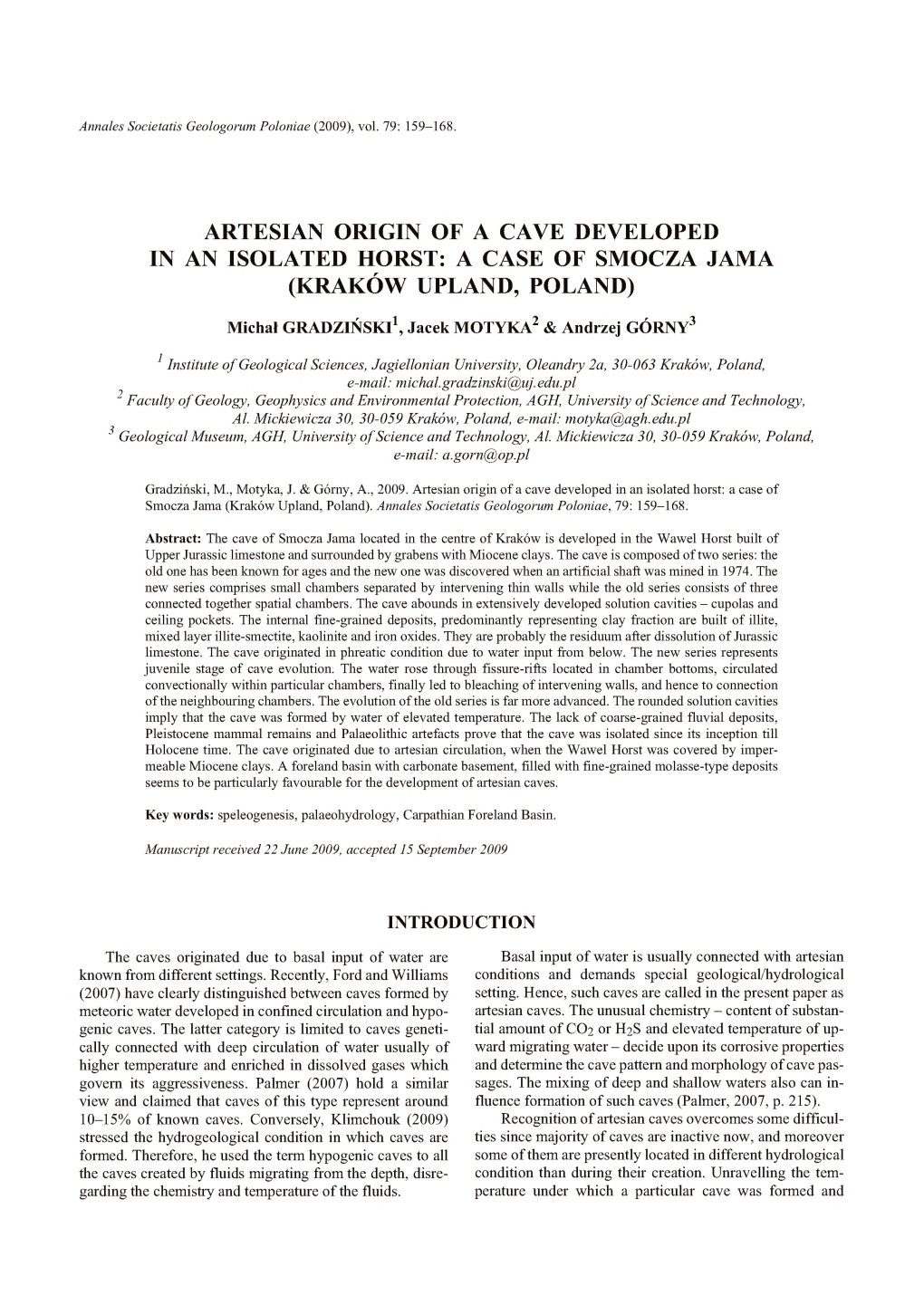 Artesian Origin of a Cave Developed in an Isolated Horst: a Case of Smocza Jama (Kraków Upland, Poland)