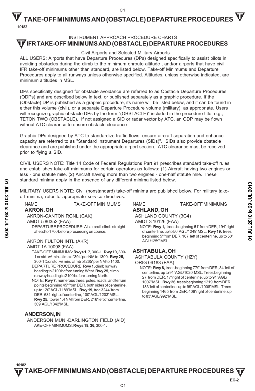 Take-Off Minimums and (Obstacle) Departure Procedures 10182