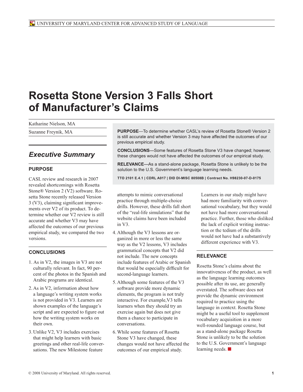 Rosetta Stone Version 3 Falls Short of Manufacturer's Claims