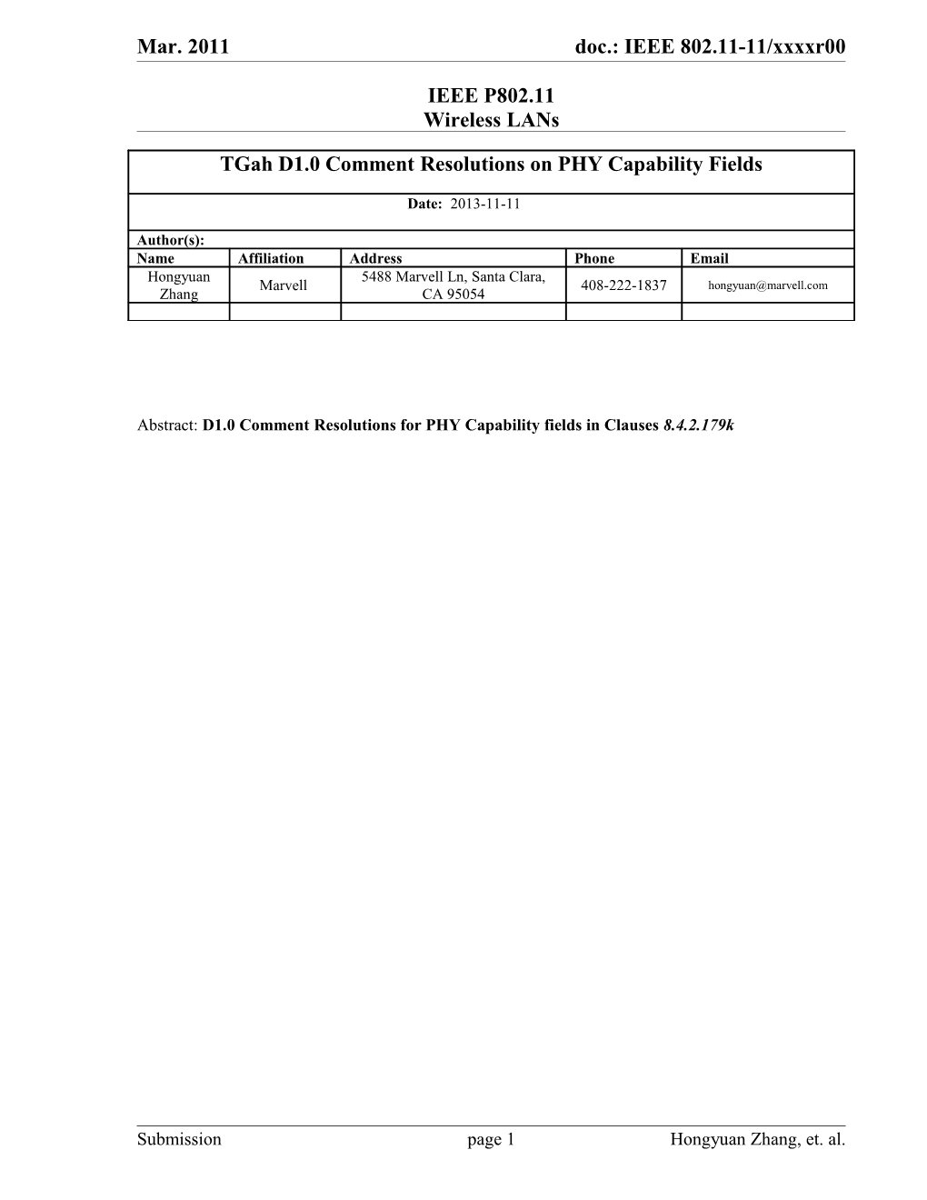 Abstract: D1.0 Comment Resolutions for PHY Capability Fields in Clauses 8.4.2.179K