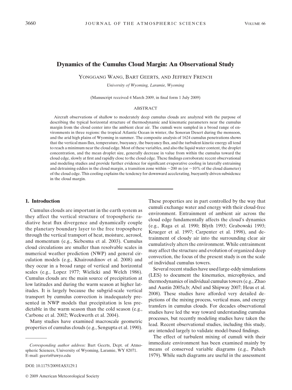 Dynamics of the Cumulus Cloud Margin: an Observational Study