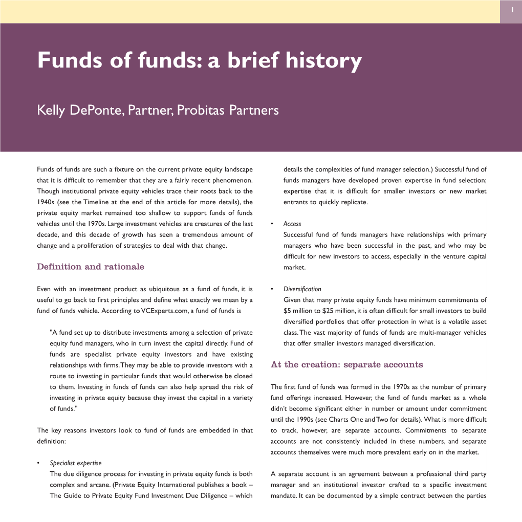 Funds of Funds: a Brief History