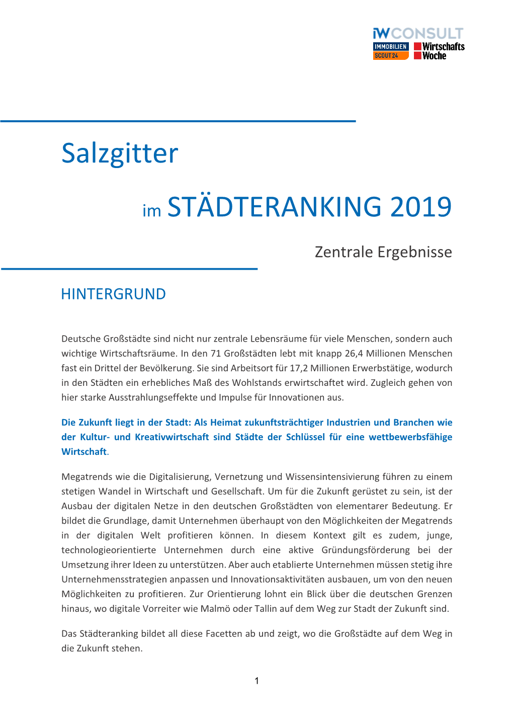 Salzgitter Im STÄDTERANKING 2019