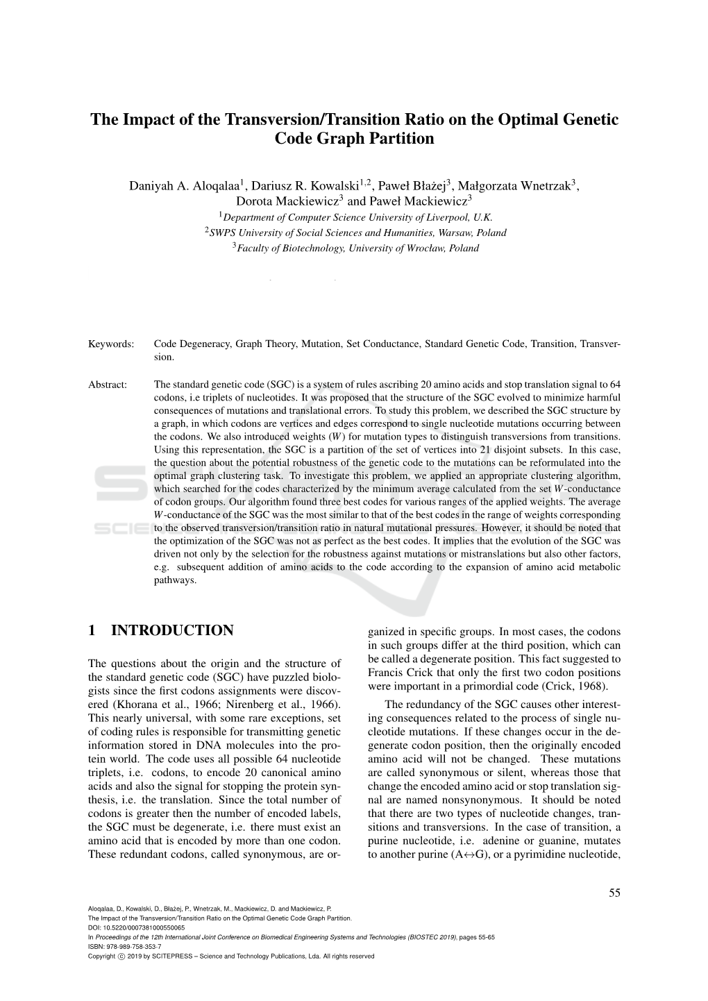 The Impact of the Transversion/Transition Ratio on the Optimal Genetic Code Graph Partition