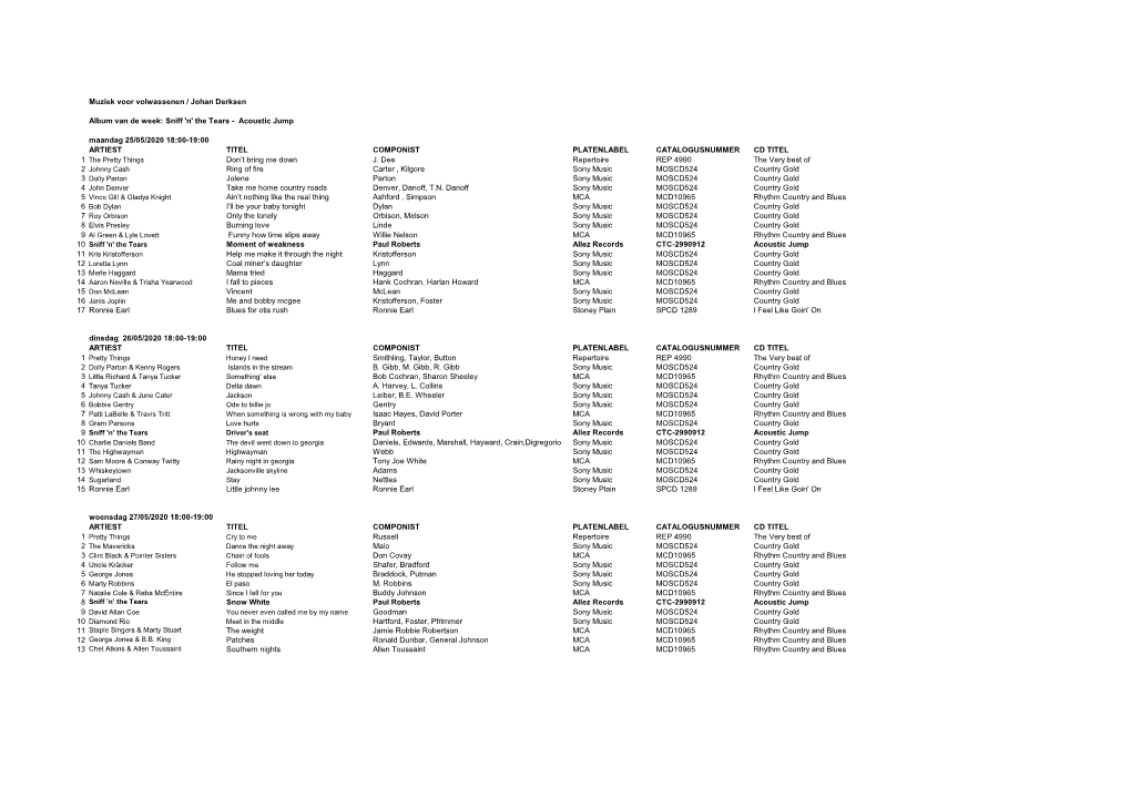 Muziek Voor Volwassenen 2020 Week22