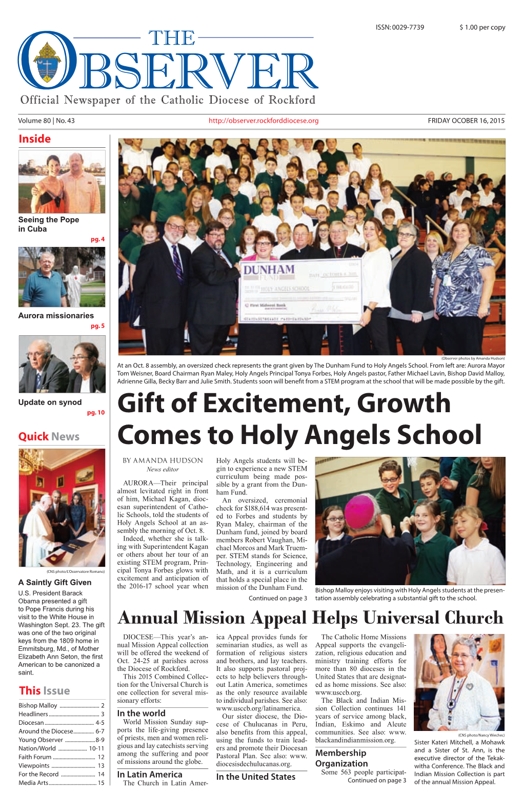 Gift of Excitement, Growth Comes to Holy Angels School