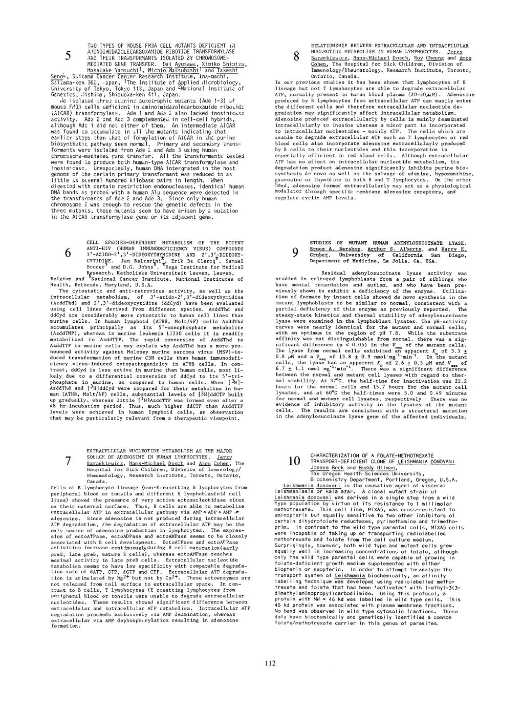 R A811noii41dazolecar30xa:11DE Riboti3e Transfordylase NUCLEOTIDE METABOLISM in HUMAN LYMPHOCYTES