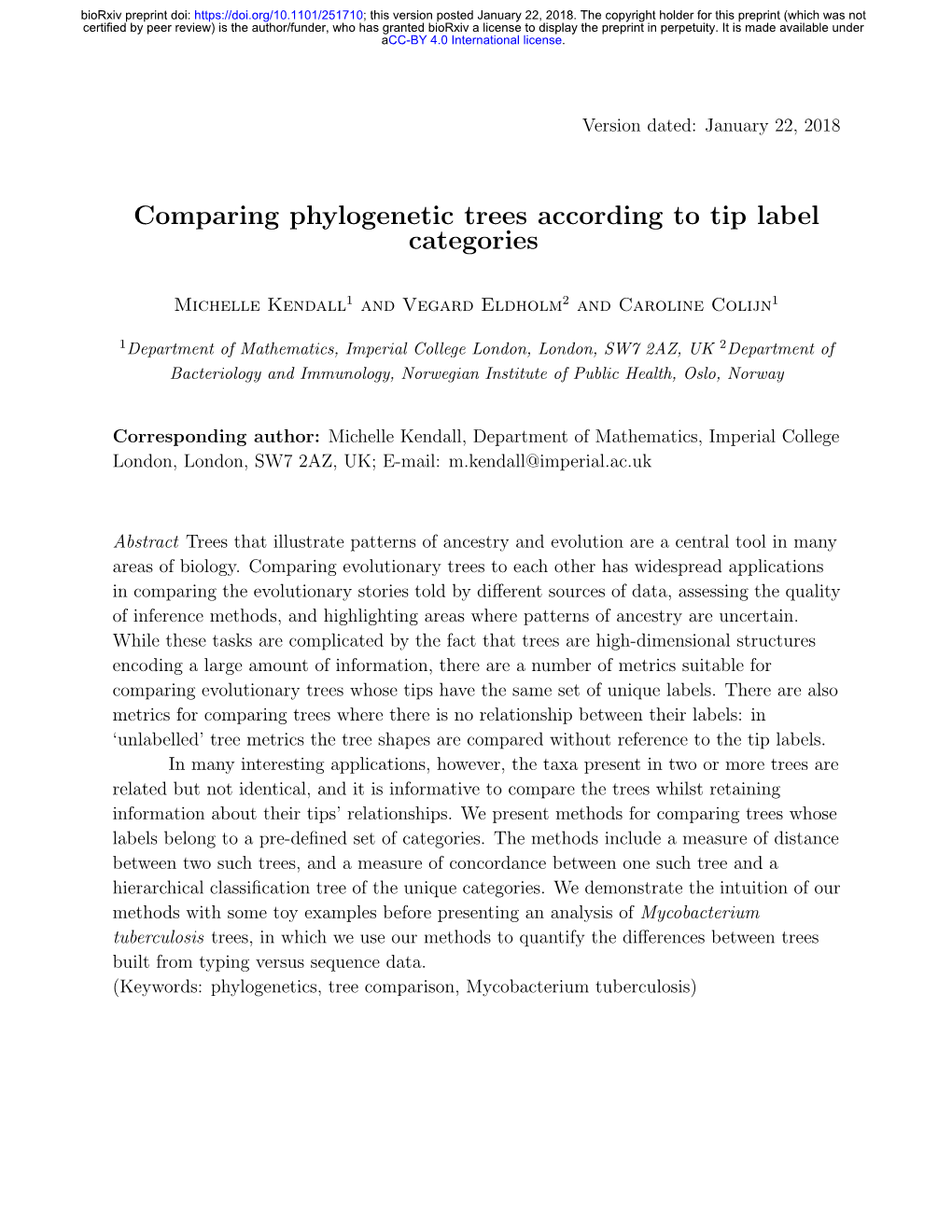 Comparing Phylogenetic Trees According to Tip Label Categories