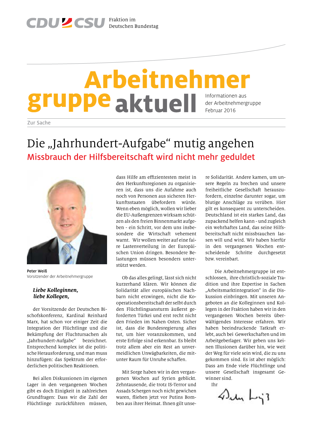 Arbeitnehmer Aktuell | Februar 2016