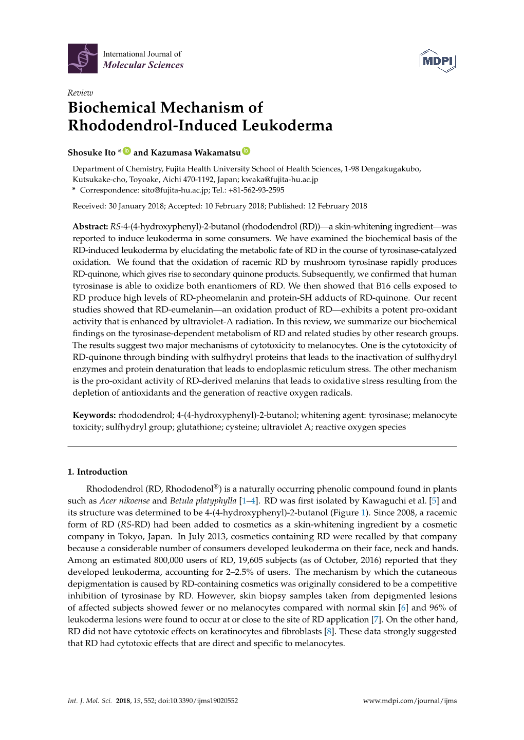 Biochemical Mechanism of Rhododendrol-Induced Leukoderma