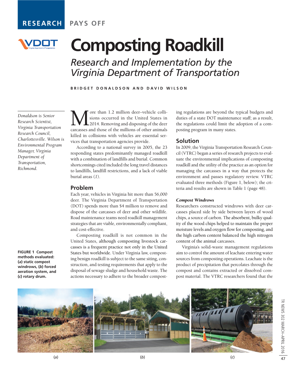 Composting Roadkill Research and Implementation by the Virginia Department of Transportation