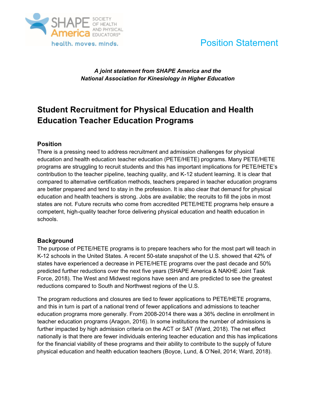 Student Recruitment for Physical Education and Health Education Teacher Education Programs