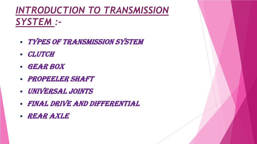 Introduction to Transmission System