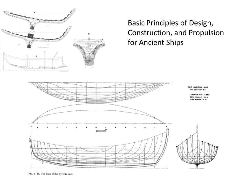 Basic Principles of Design, Construction, and Propulsion for Ancient Ships a ‘Lashed’ Hull Three Banks of Rowers in a Trireme