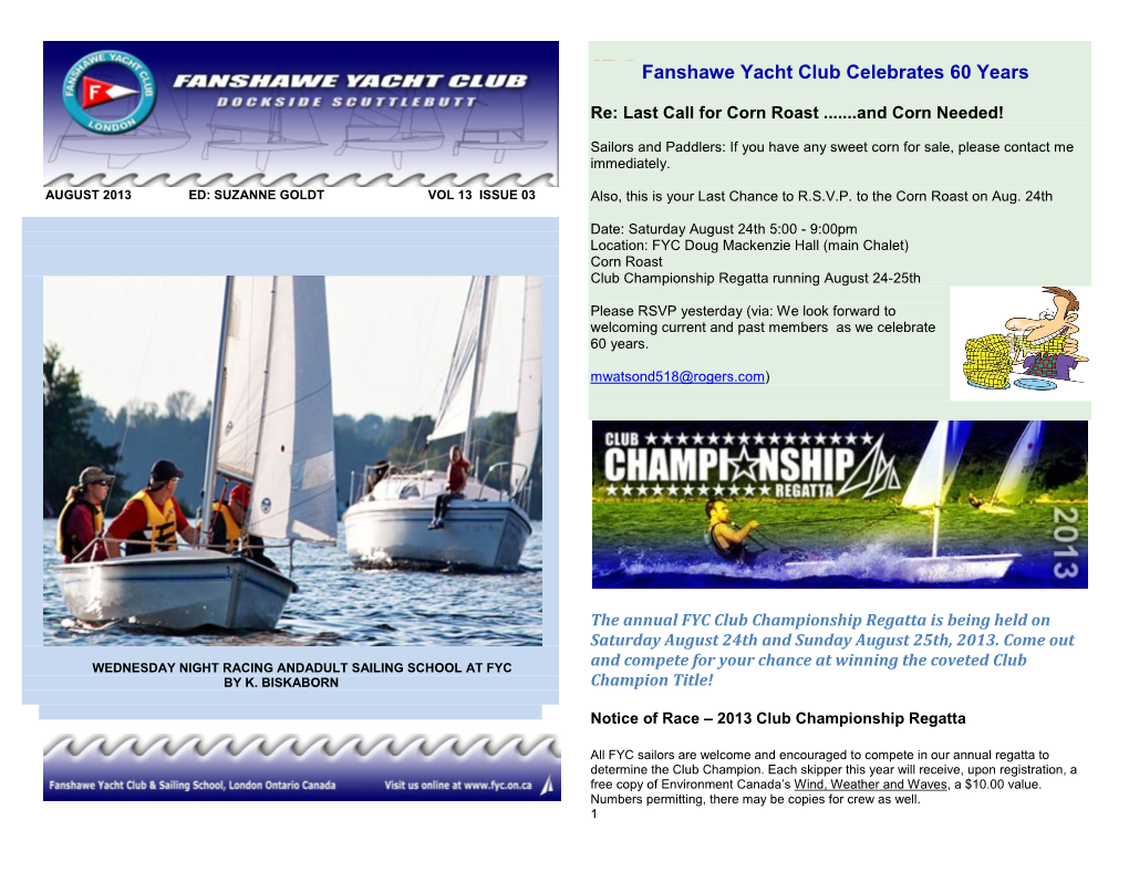 Fanshawe Yacht Club Celebrates 60 Years