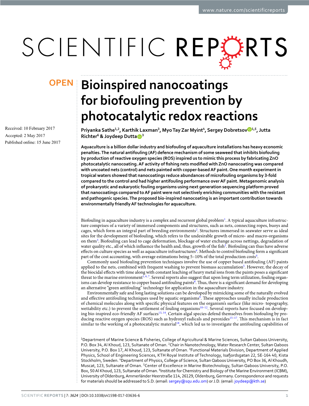 Bioinspired Nanocoatings for Biofouling Prevention By