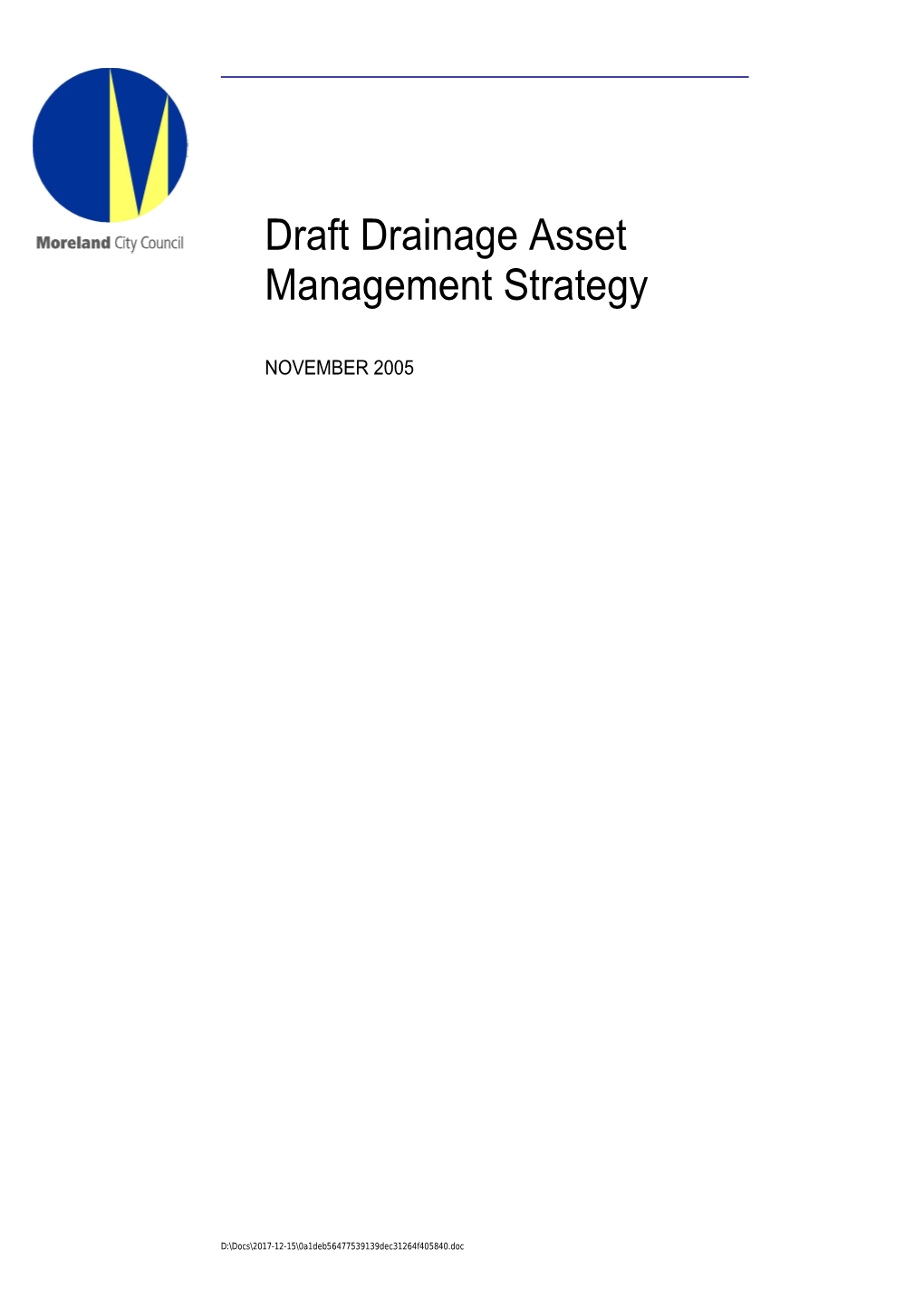 Draft Drainage Asset Management Strategy