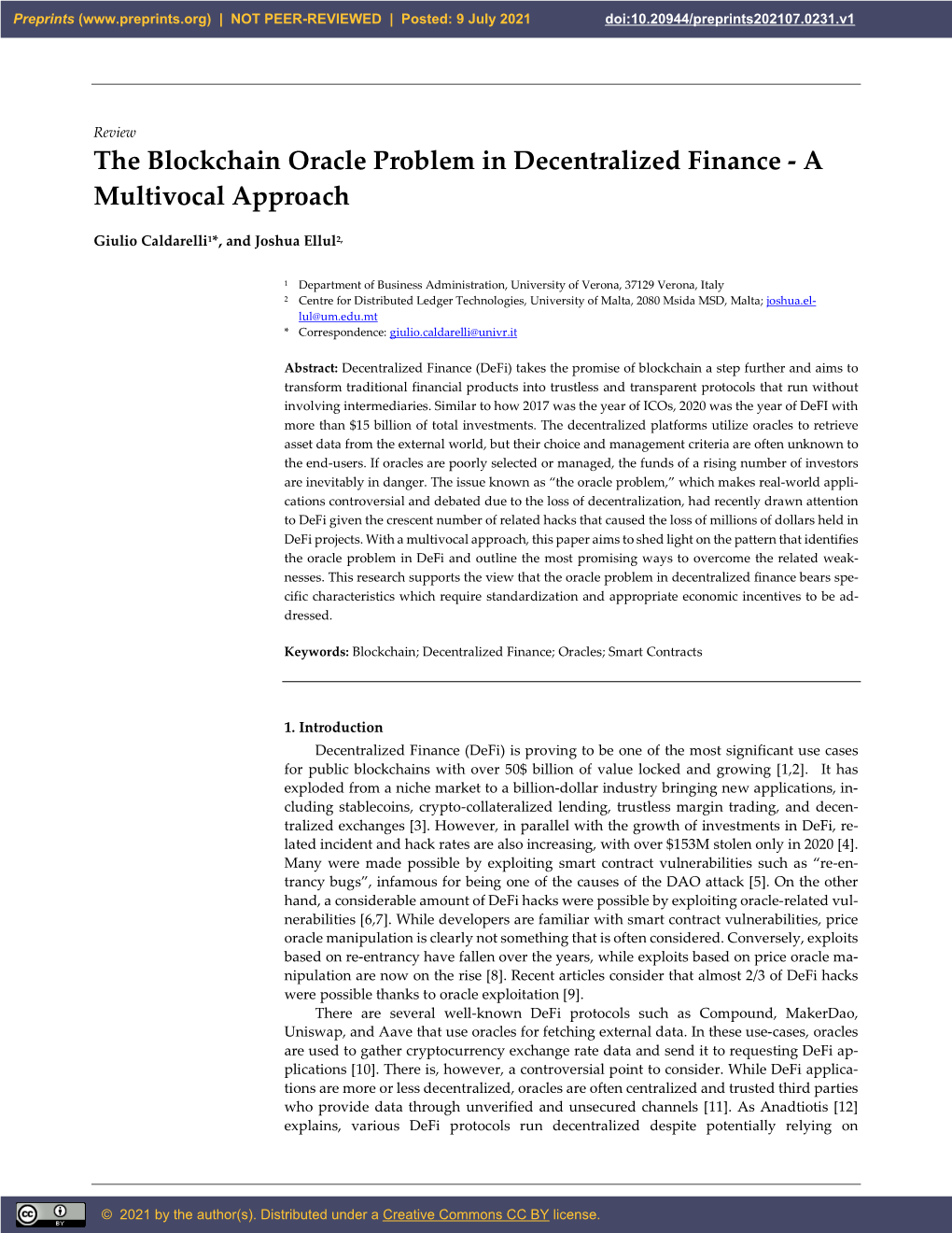 The Blockchain Oracle Problem in Decentralized Finance - a Multivocal Approach