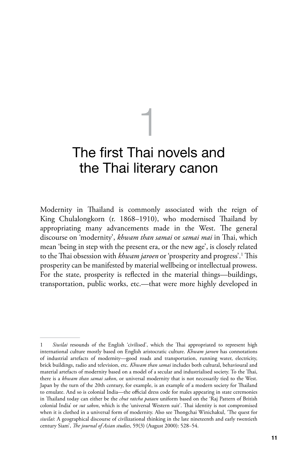 1. the First Thai Novels and the Thai Literary Canon