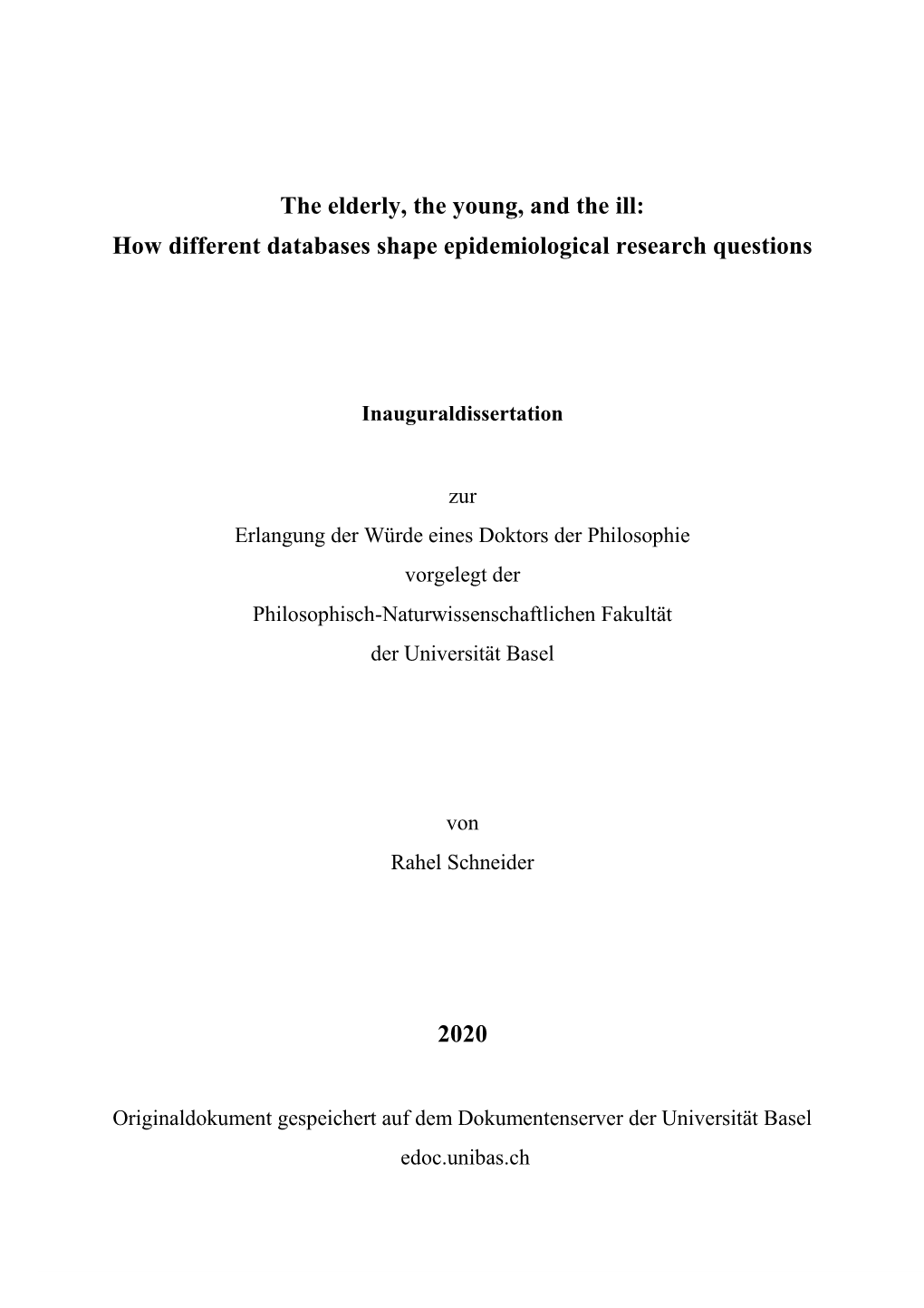 How Different Databases Shape Epidemiological Research Questions 2020