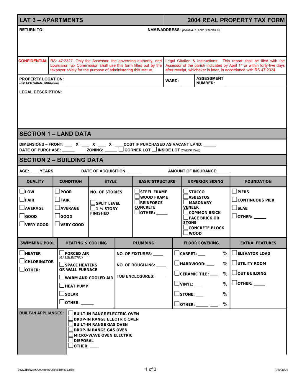 2004 Real Property Tax Form