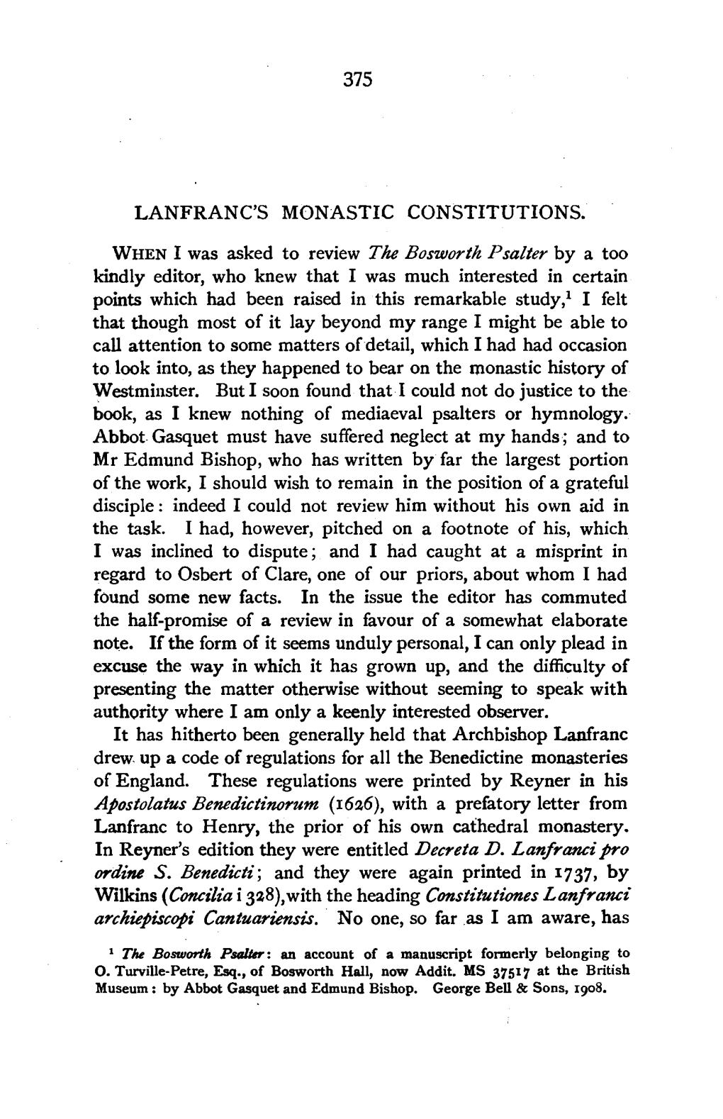 Lanfranc's Monastic Constitutions