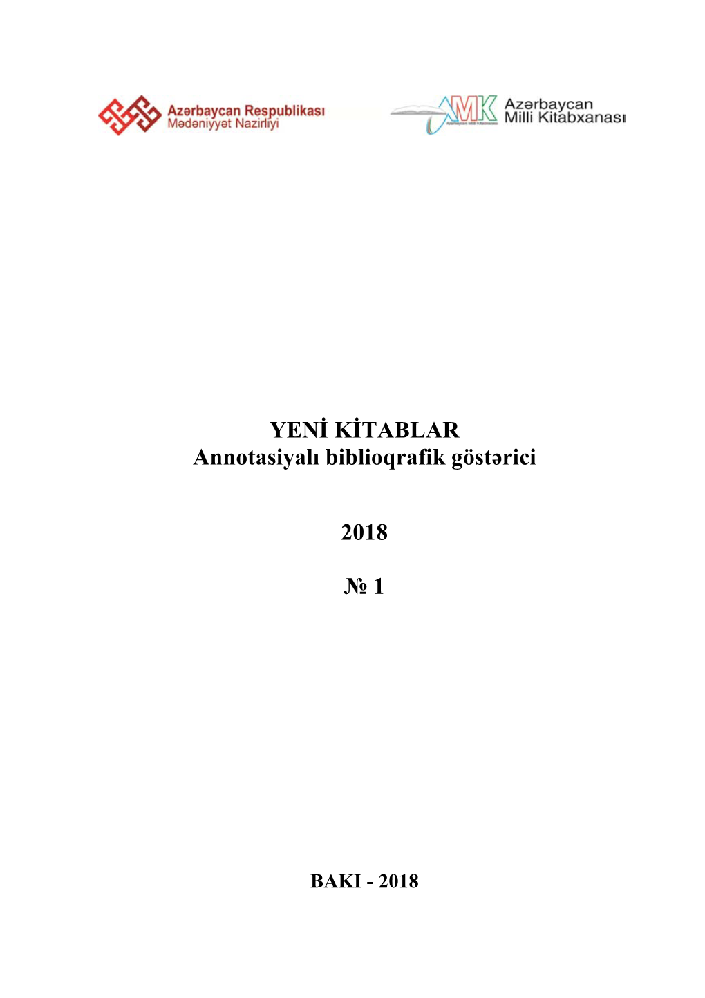 YENİ KİTABLAR Annotasiyalı Biblioqrafik Göstərici 2018