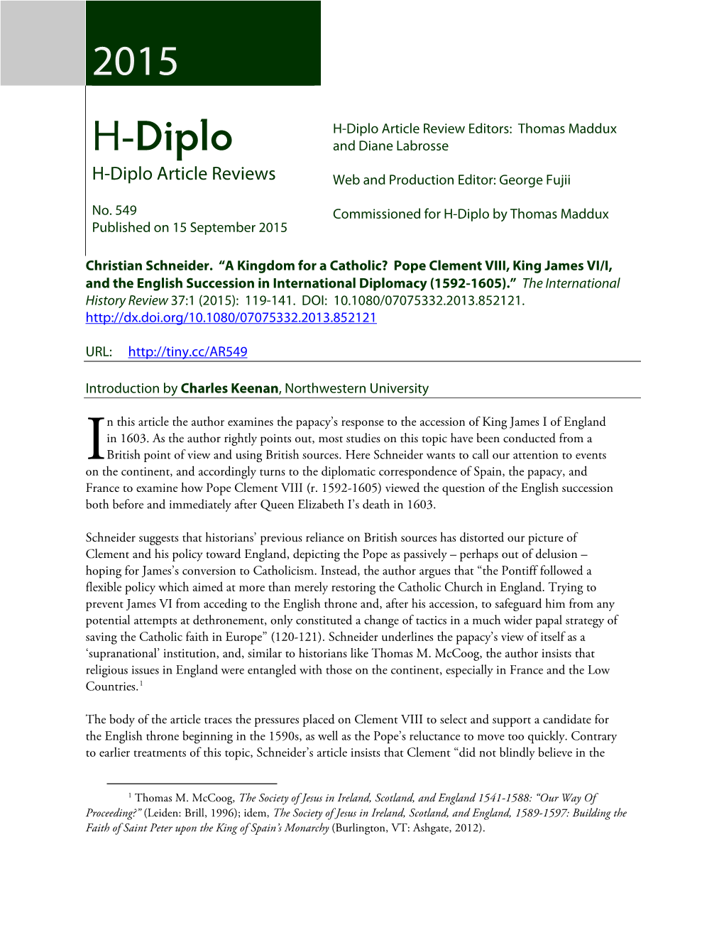 H-Diplo Article Review 2015