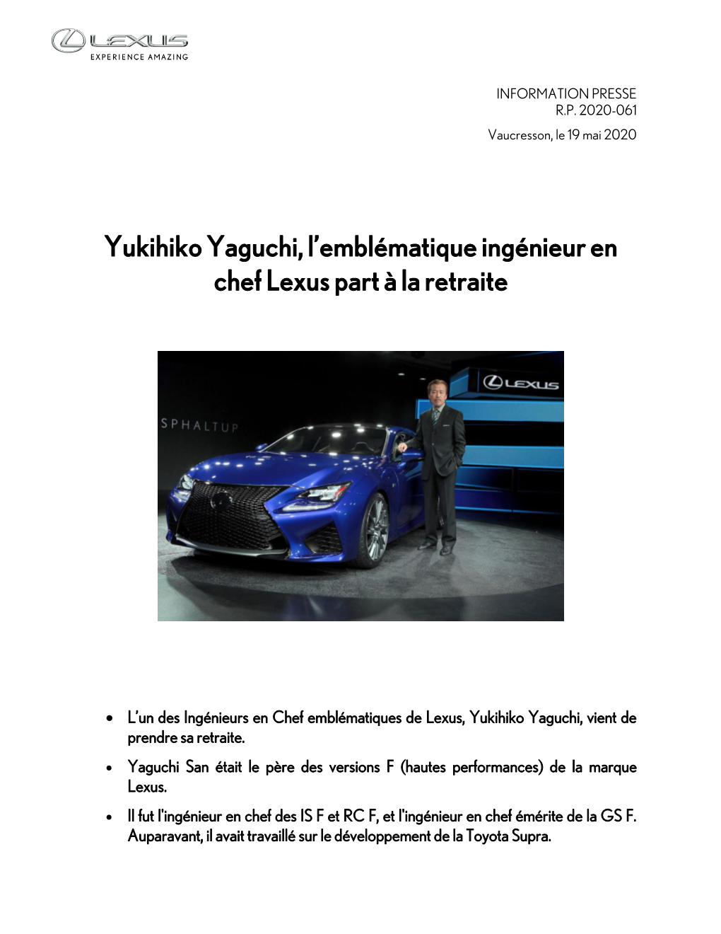 Yukihiko Yaguchi, L'emblématique Ingénieur En Chef Lexus Part À La