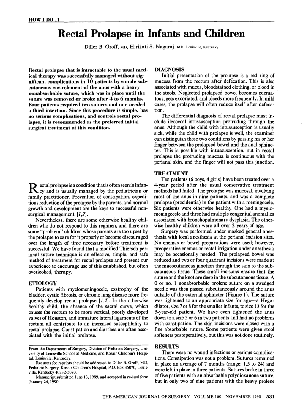 Rectal Prolapse in Infants and Children