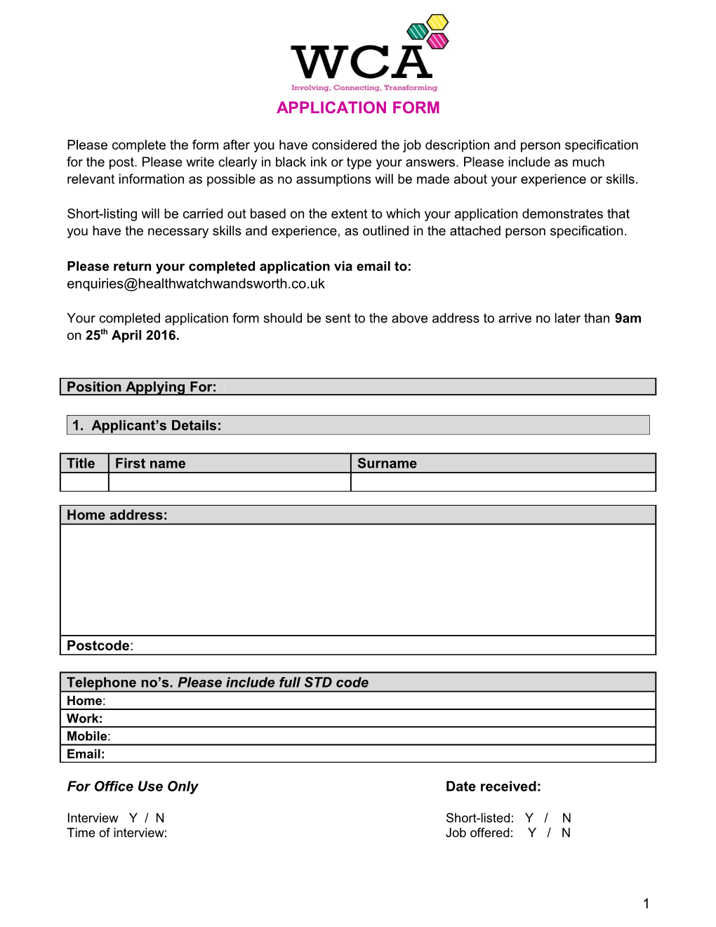 Employment Application Form s1