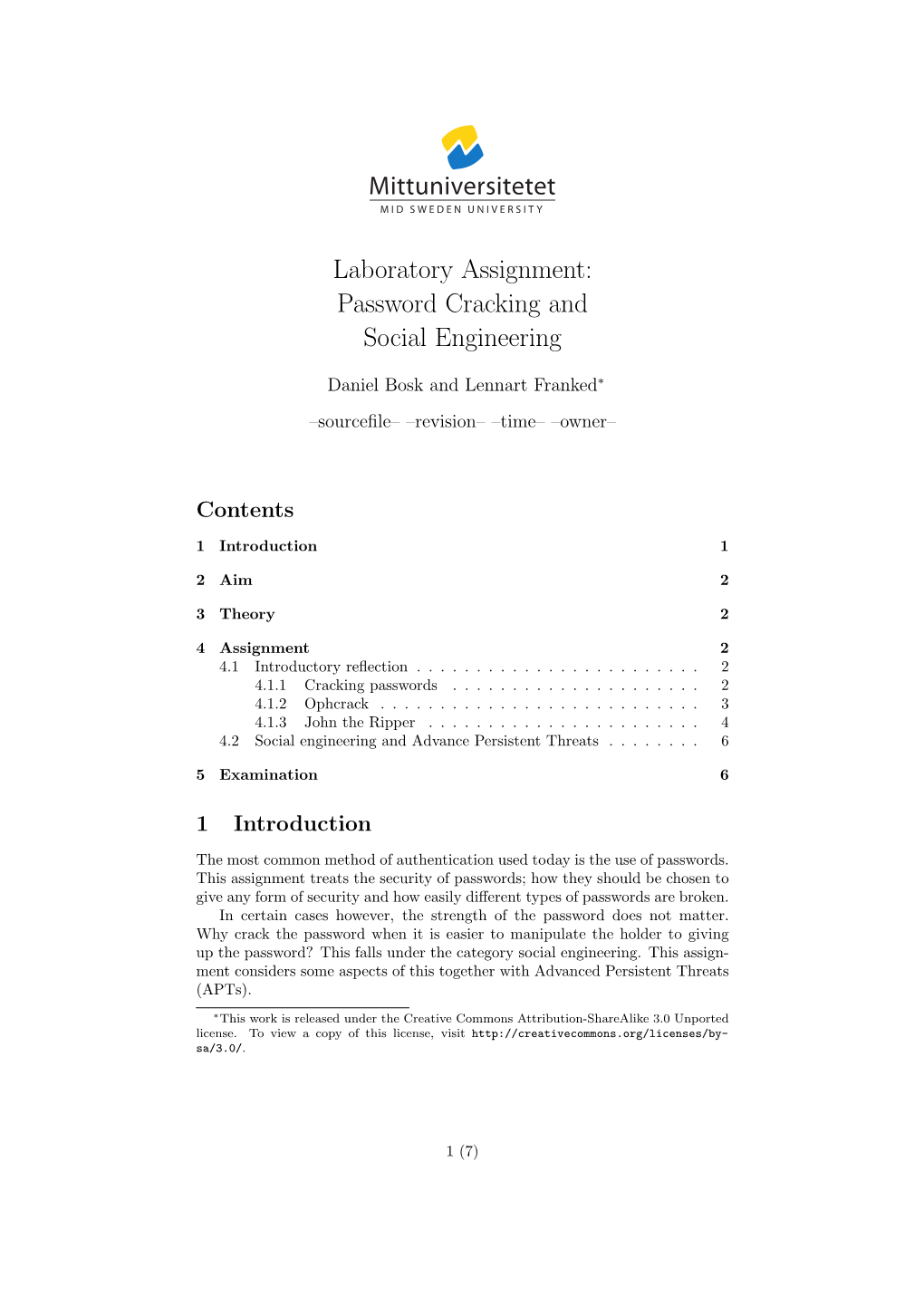 Laboratory Assignment: Password Cracking and Social Engineering