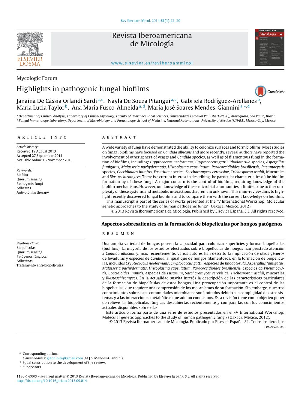 Highlights in Pathogenic Fungal Biofilms