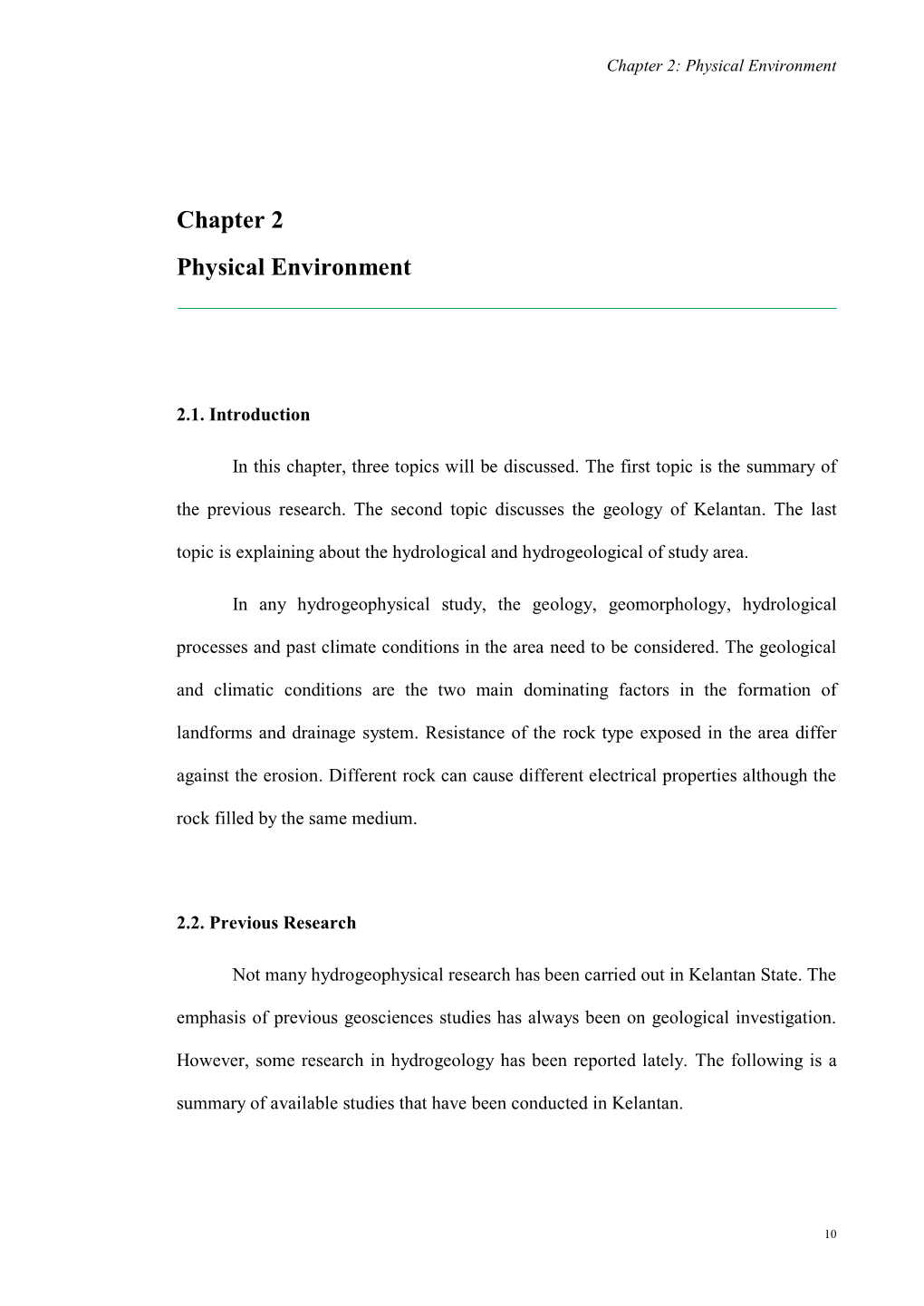 Chapter 2 Physical Environment