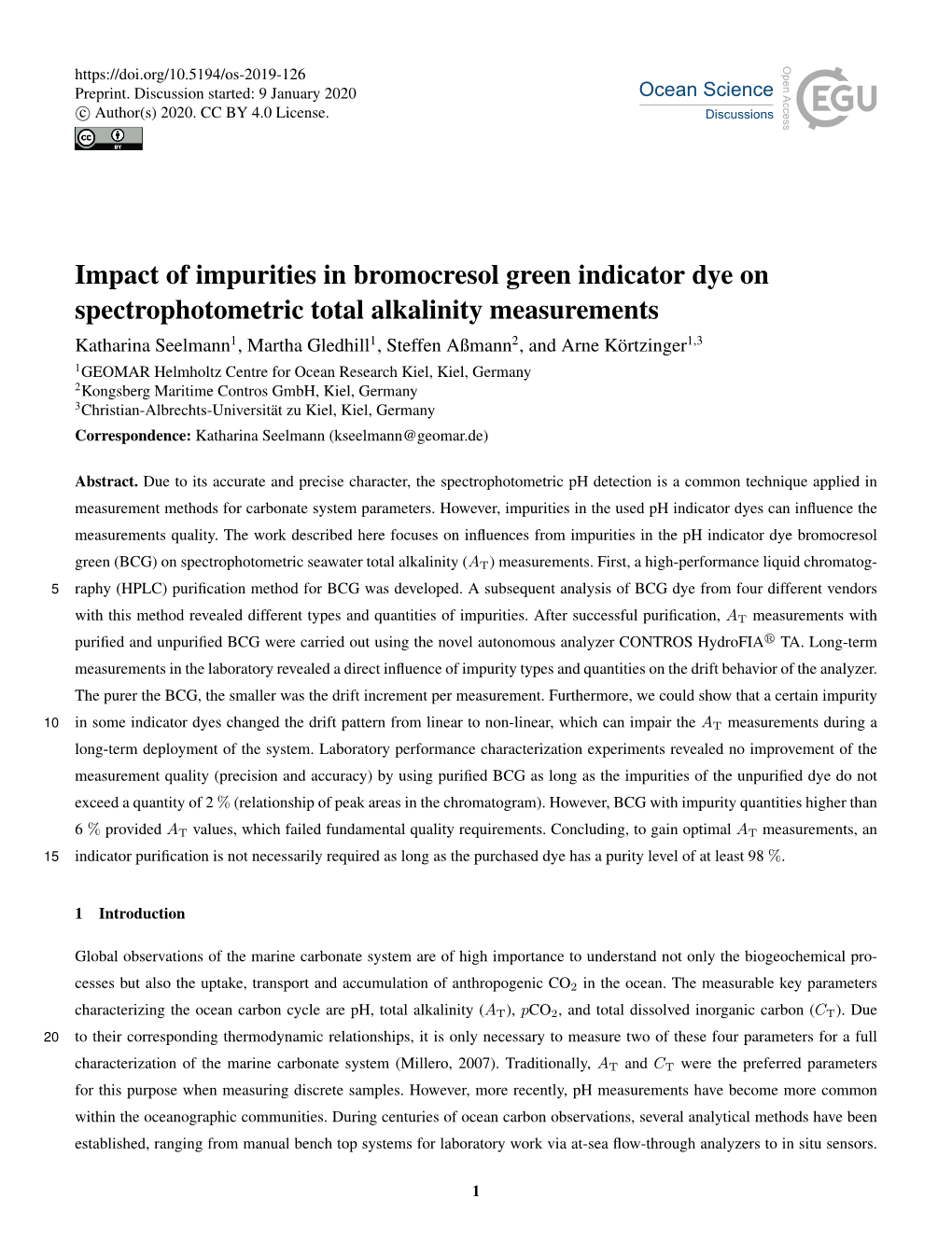 Impact of Impurities in Bromocresol Green Indicator Dye On