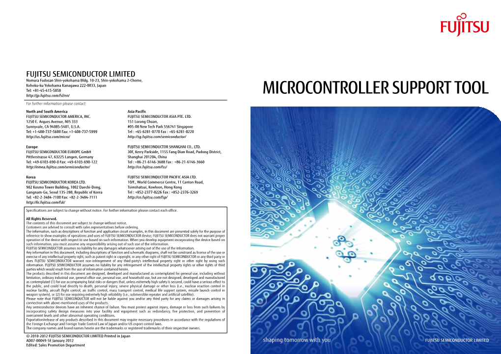 MICROCONTROLLER SUPPORT TOOL for Further Information Please Contact