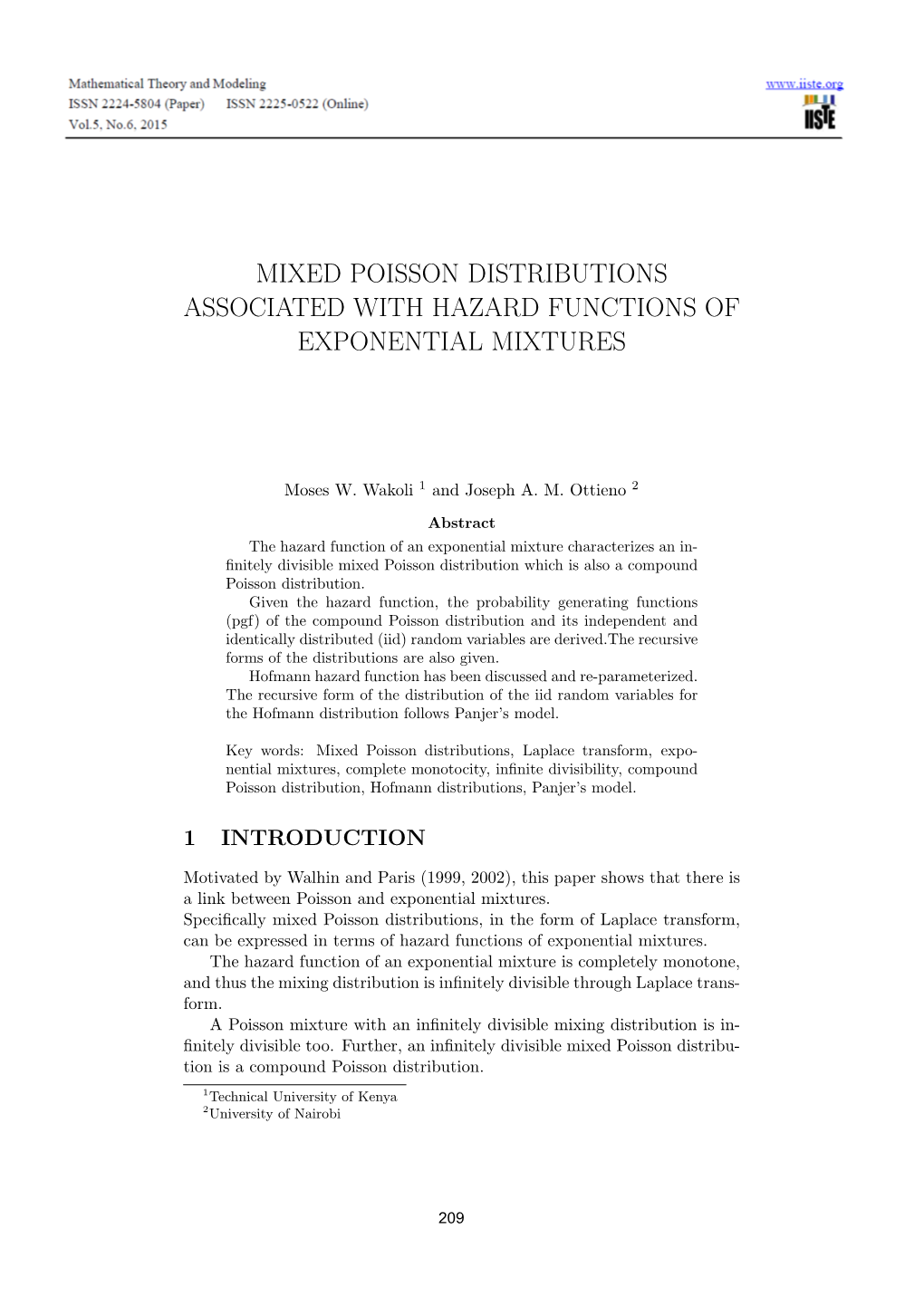 Mixed Poisson Distributions Associated with Hazard Functions of Exponential Mixtures