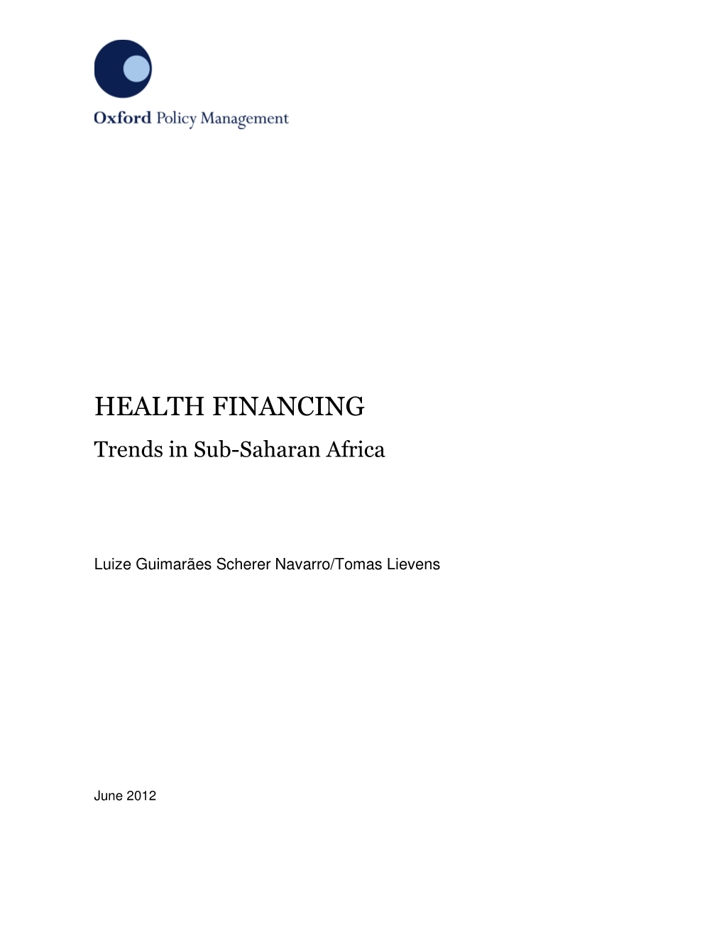 HEALTH FINANCING Trends in Sub-Saharan Africa