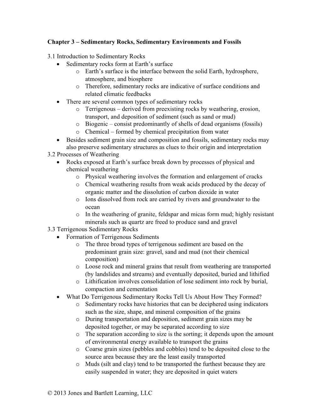 Chapter 3 Sedimentary Rocks, Sedimentary Environments and Fossils