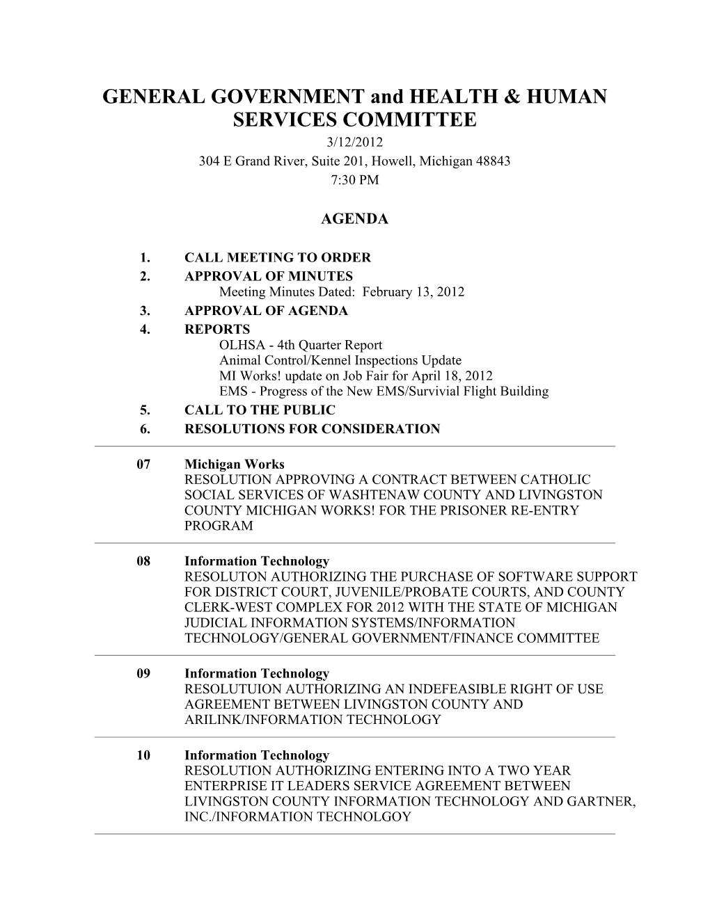 GENERAL GOVERNMENT and HEALTH & HUMAN SERVICES COMMITTEE