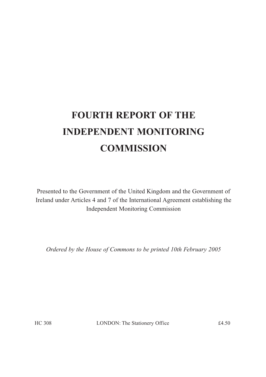 Fourth Report of the Independent Monitoring Commission