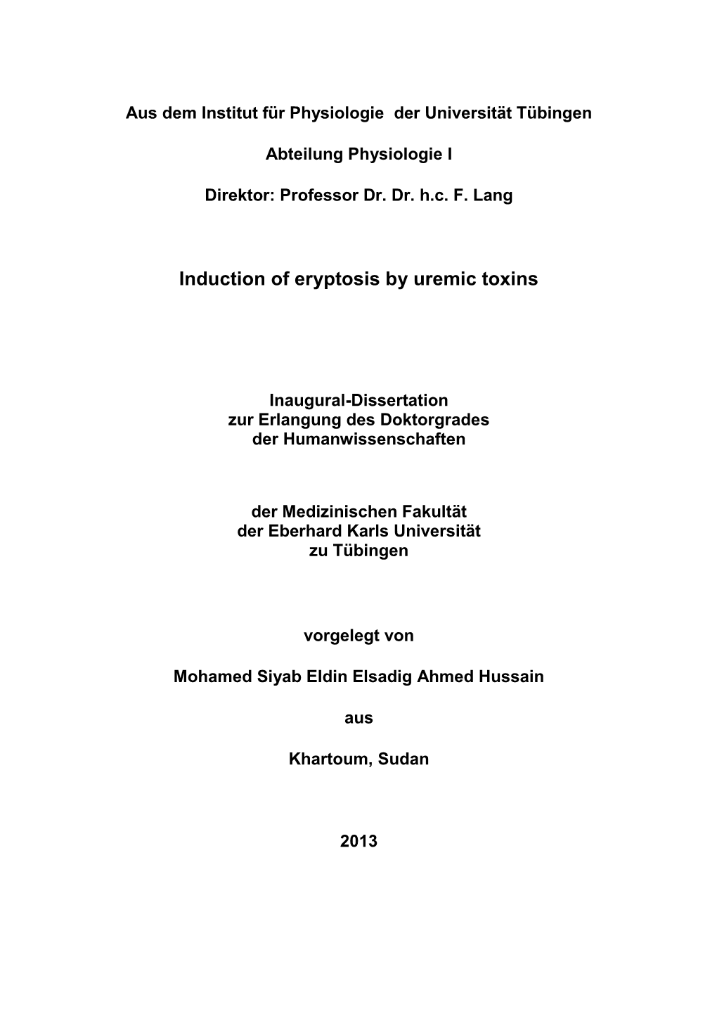 Induction of Eryptosis by Uremic Toxins