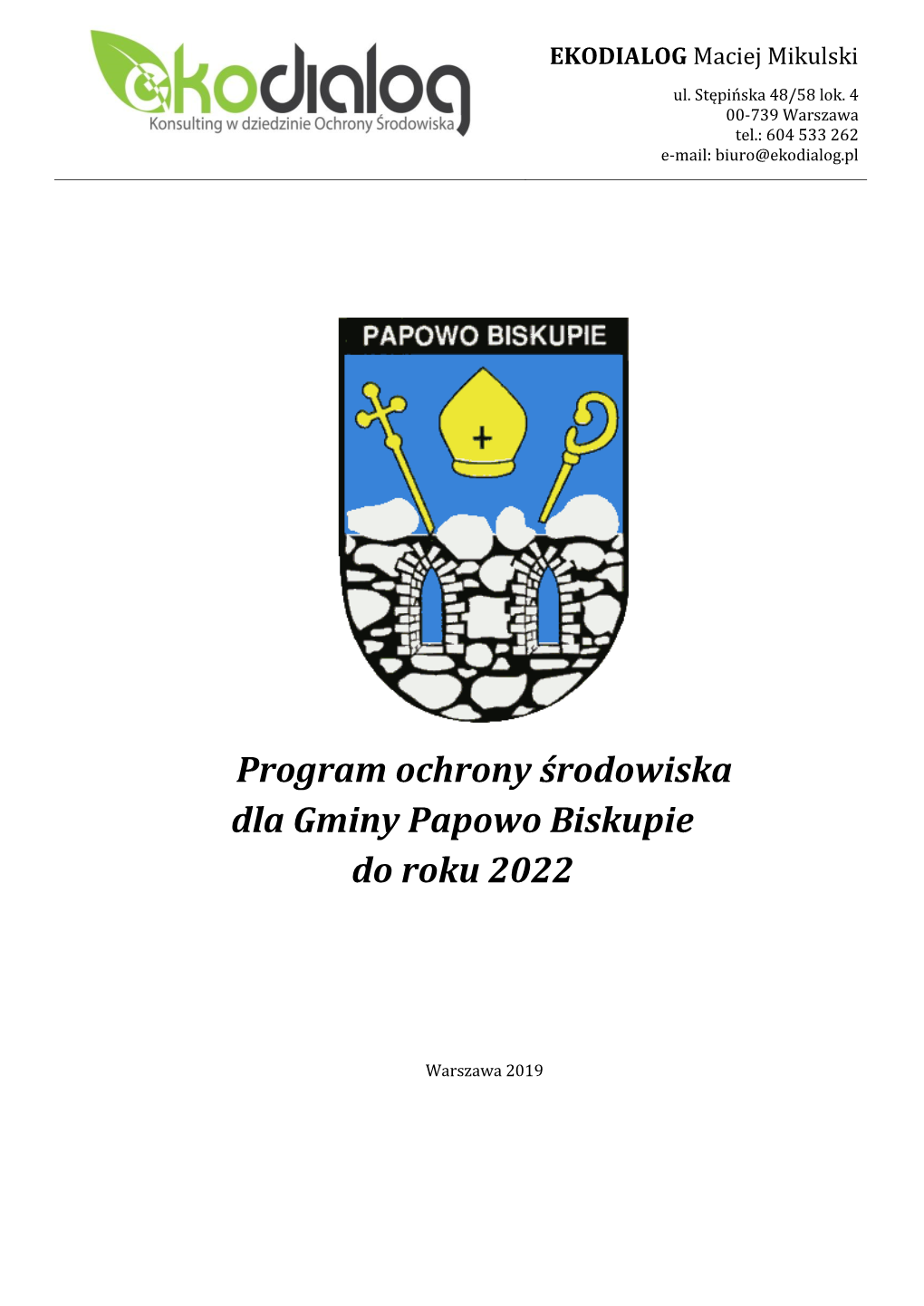 Program Ochrony Środowiska Dla Gminy Papowo Biskupie Do Roku 2022