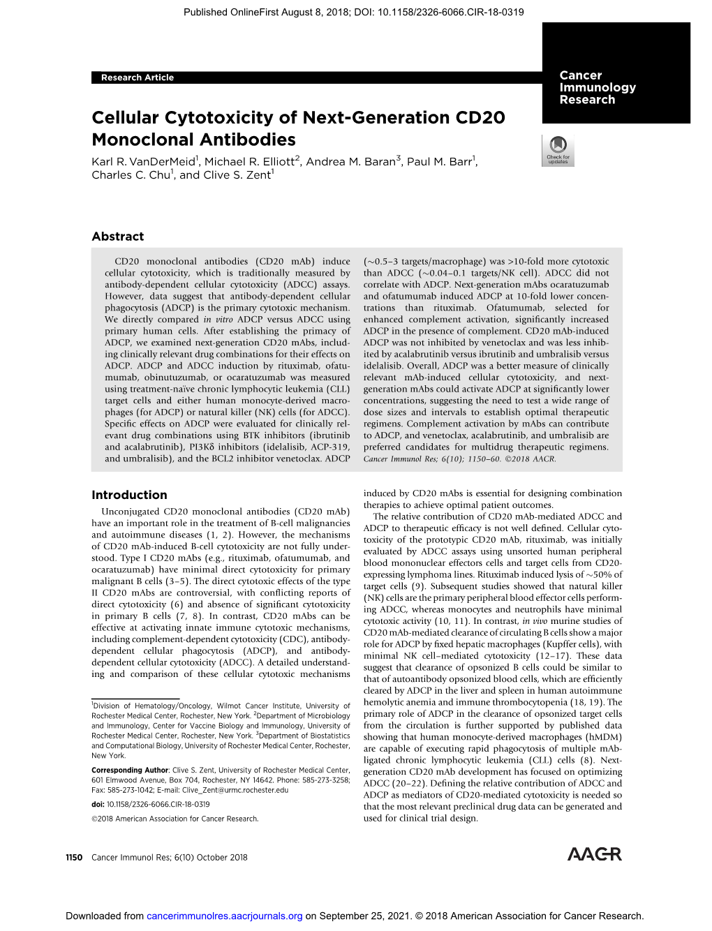 Cellular Cytotoxicity of Next-Generation CD20 Monoclonal Antibodies Karl R